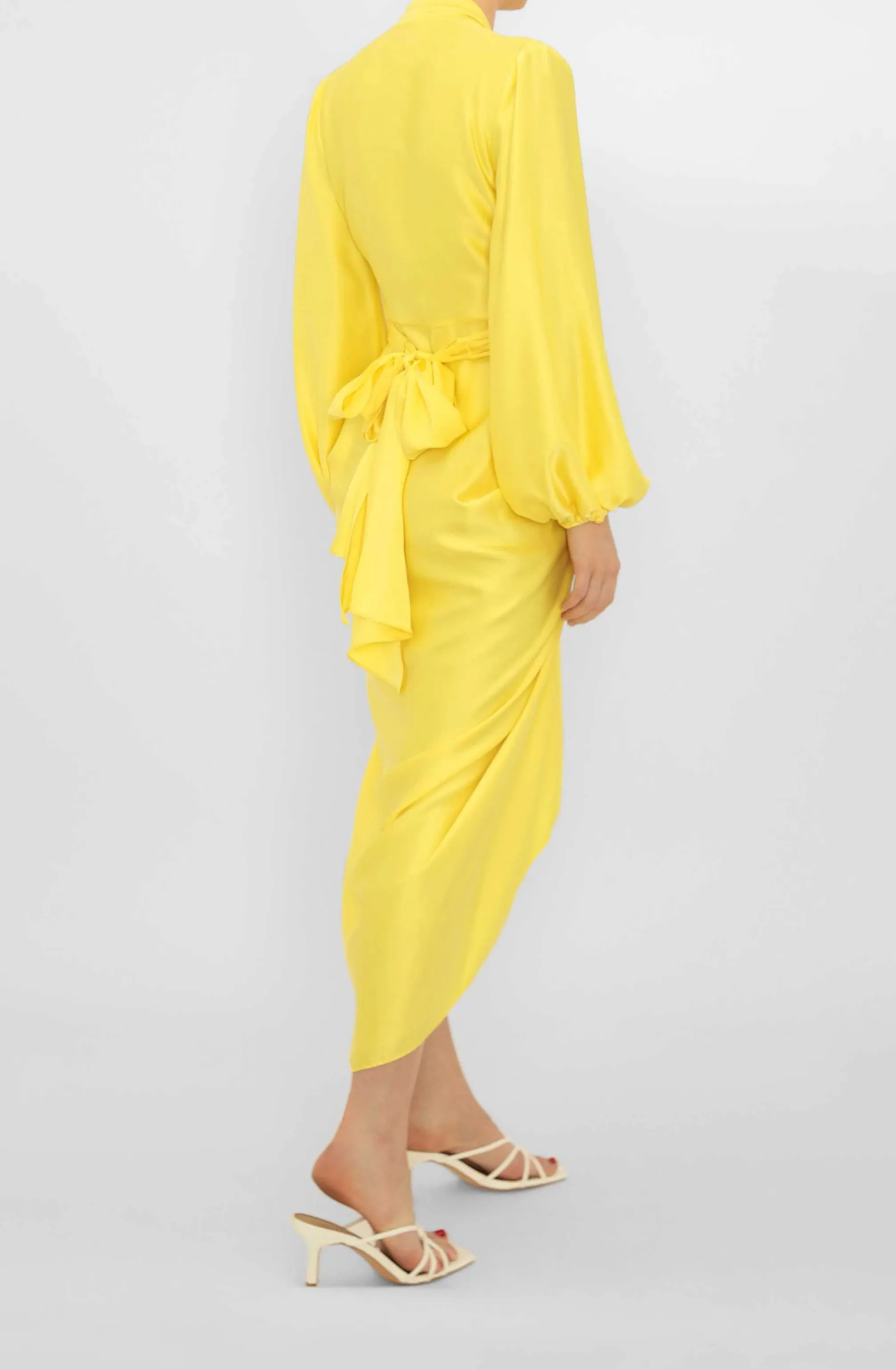FINAL SALE: Citrus Satin Waterfall Dress by Carla Zampatti