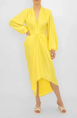 FINAL SALE: Citrus Satin Waterfall Dress by Carla Zampatti