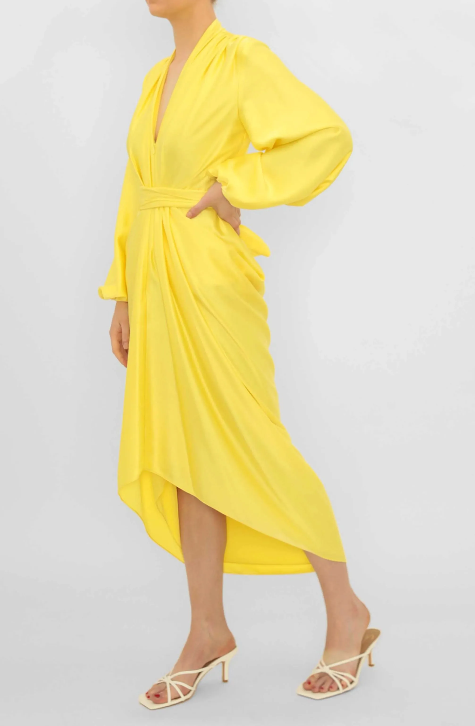 FINAL SALE: Citrus Satin Waterfall Dress by Carla Zampatti