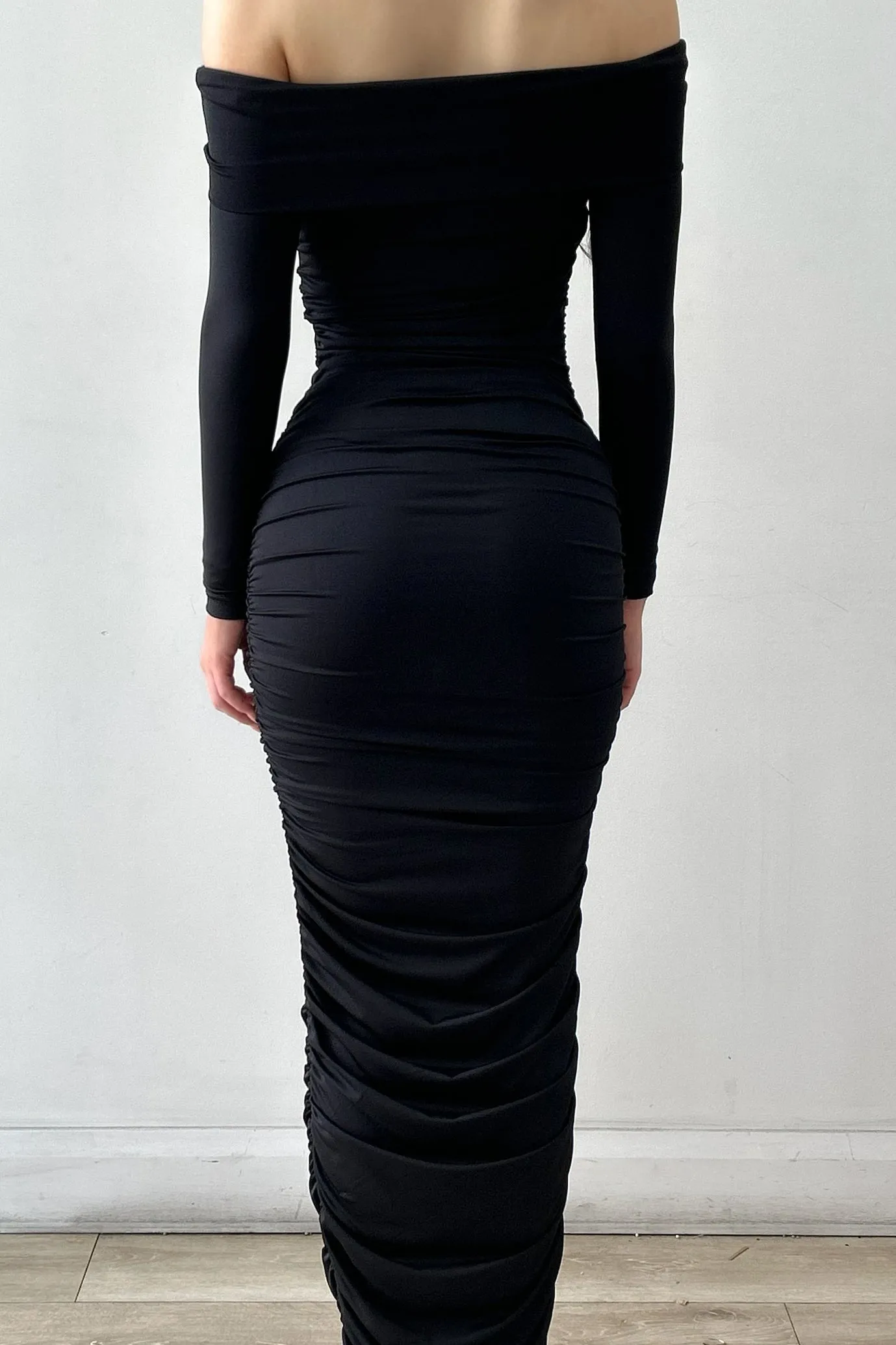 FINAL SALE: Diana Off The Shoulder Jersey Dress Black by HSH