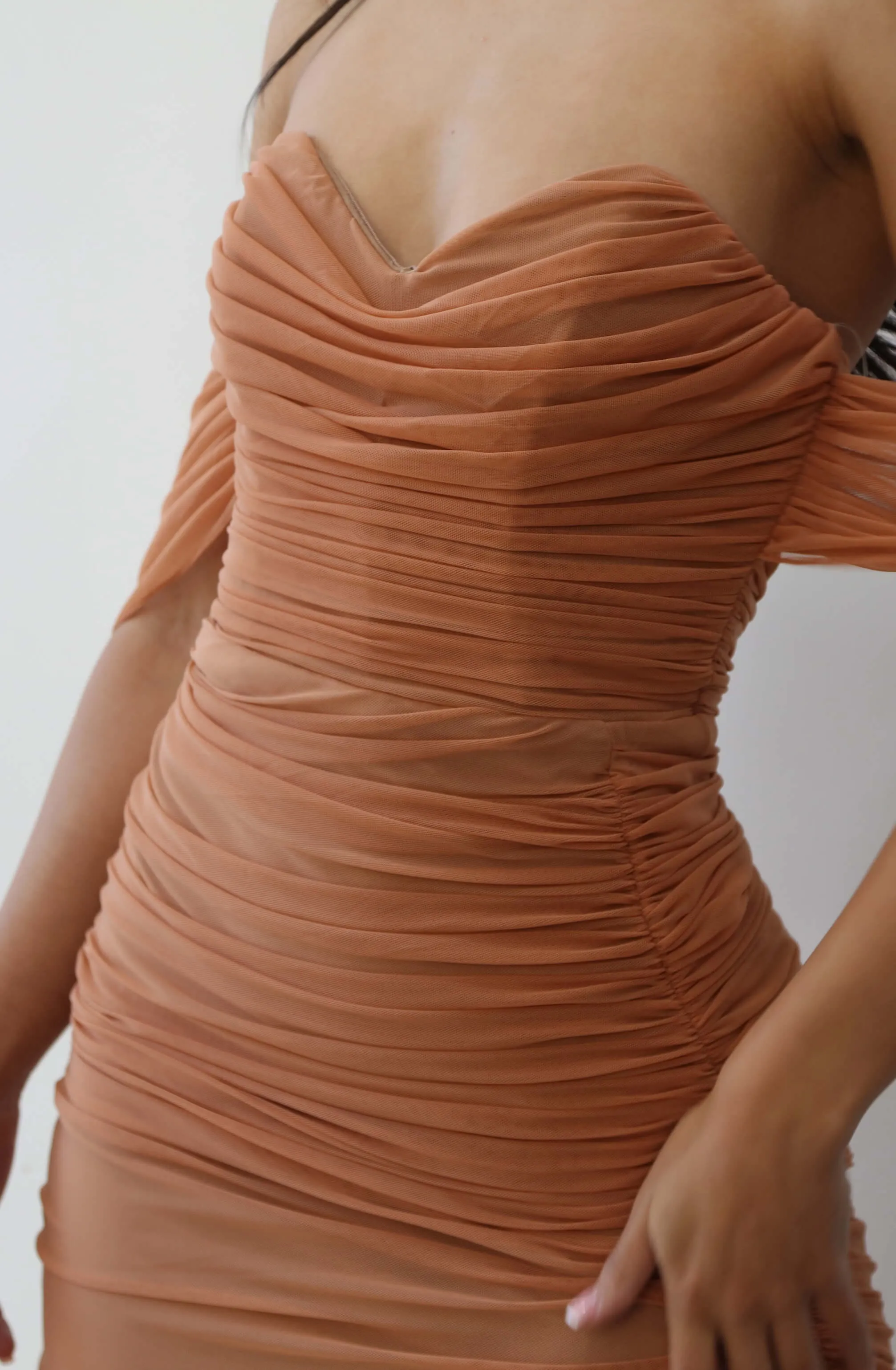 FINAL SALE: Dita Mesh Gown Tan/Nude by Nookie