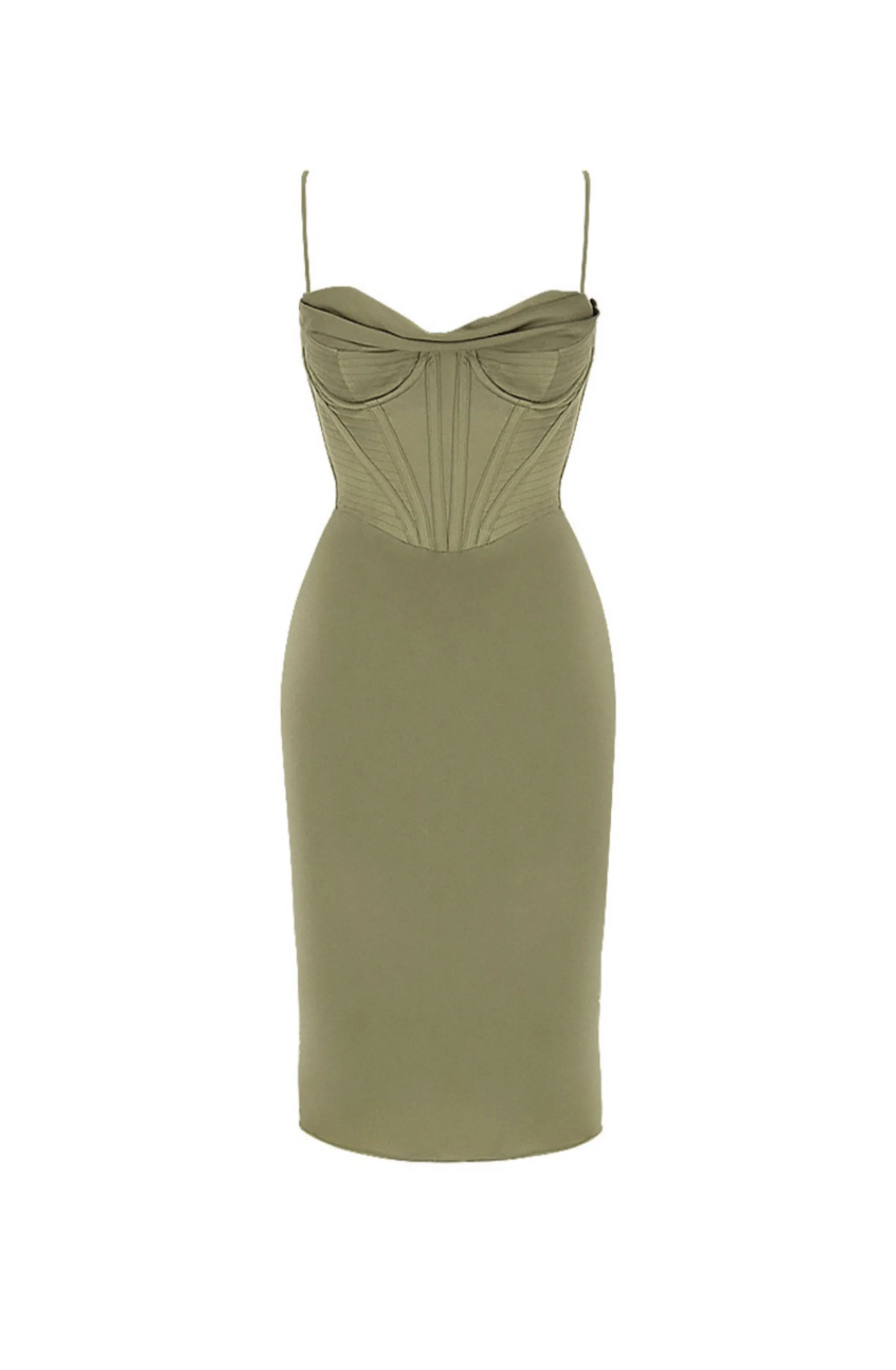 FINAL SALE: Myrna Olive Satin Corset Slip Dress by House of CB