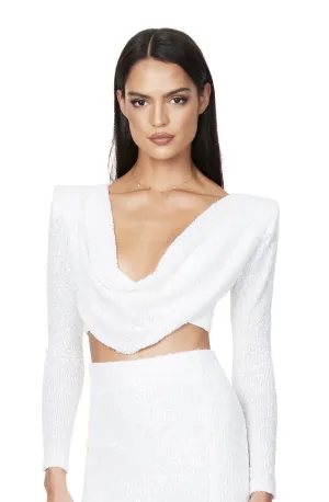 FINAL SALE: Pandora Long Sleeve Crop White by Nookie