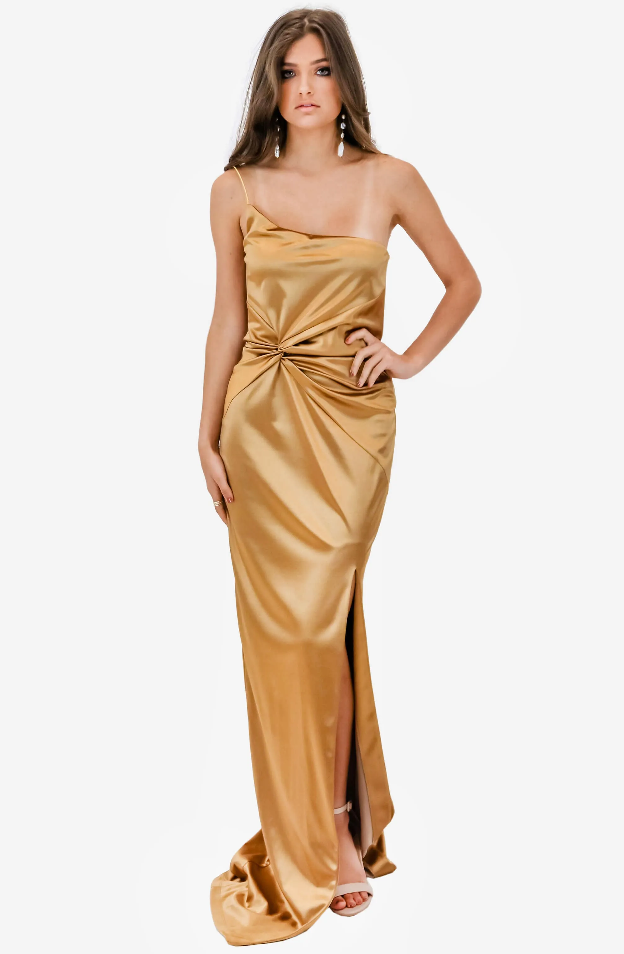 FINAL SALE: Tease Satin Gold Gown by Nookie