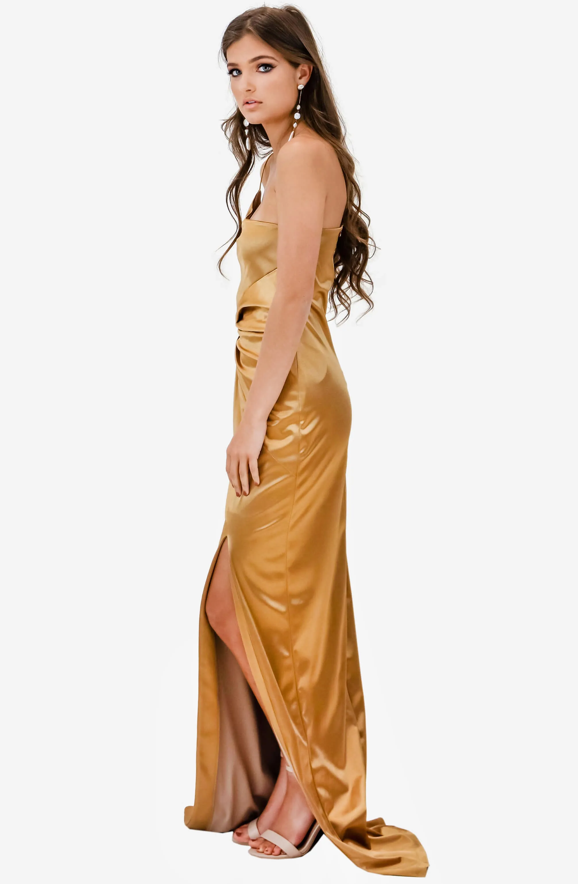 FINAL SALE: Tease Satin Gold Gown by Nookie