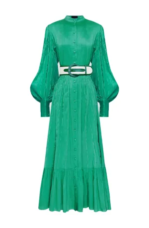 FINAL SALE: Viridian Silk Linen Dress Green by Leo & Lin