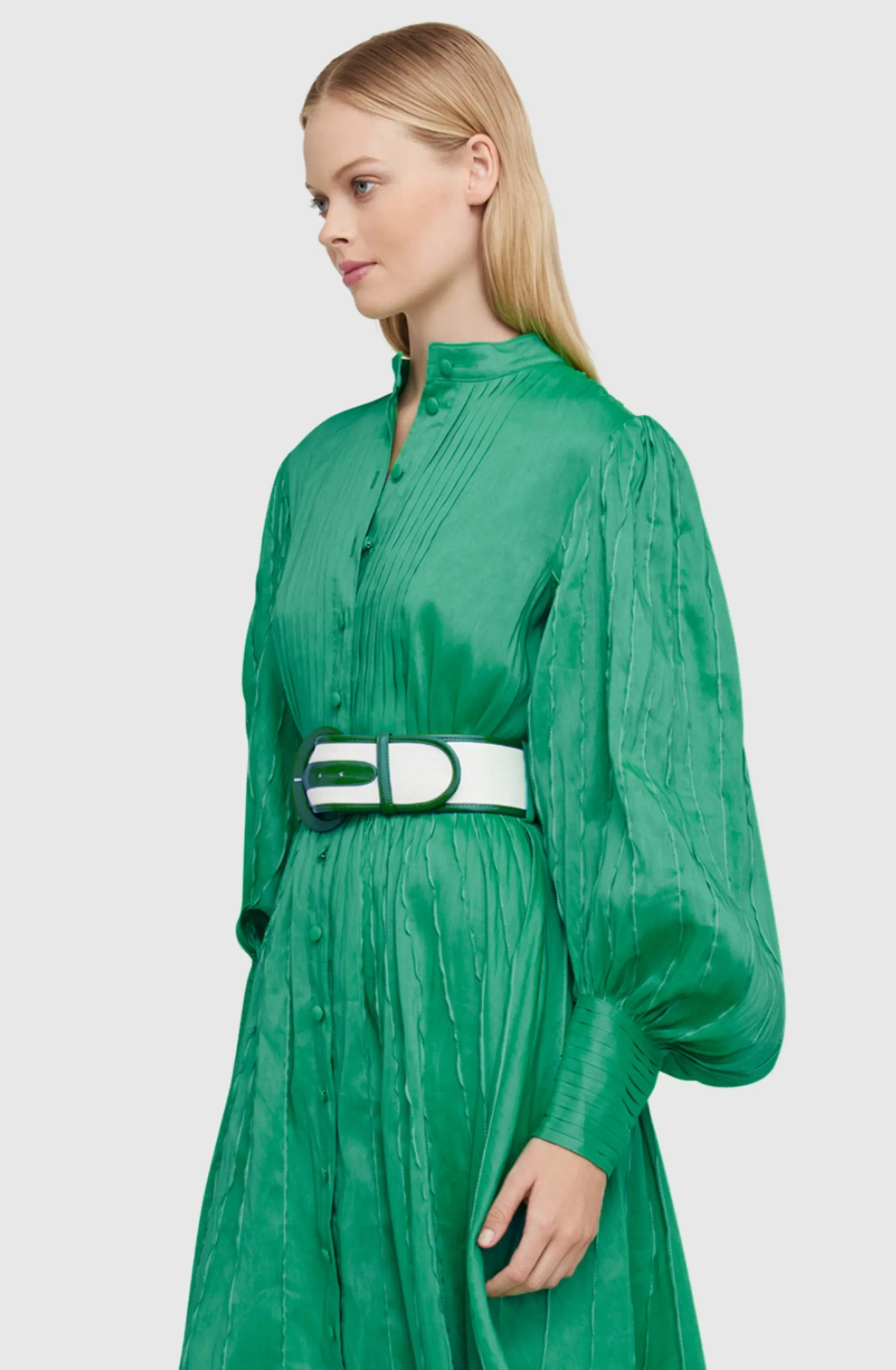 FINAL SALE: Viridian Silk Linen Dress Green by Leo & Lin