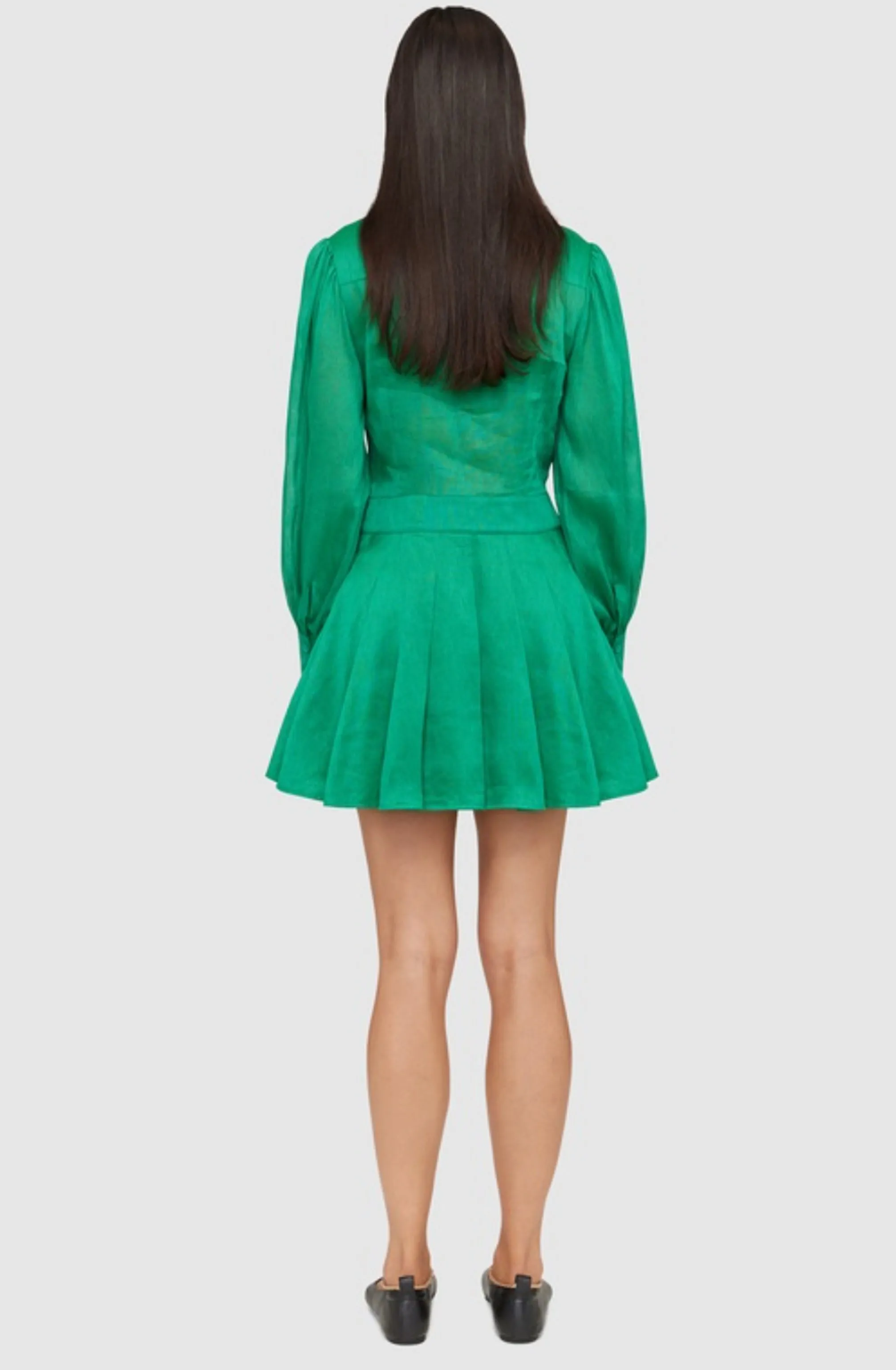 FINAL SALE: Viridian Silk Linen Tie Dress by Leo Lin