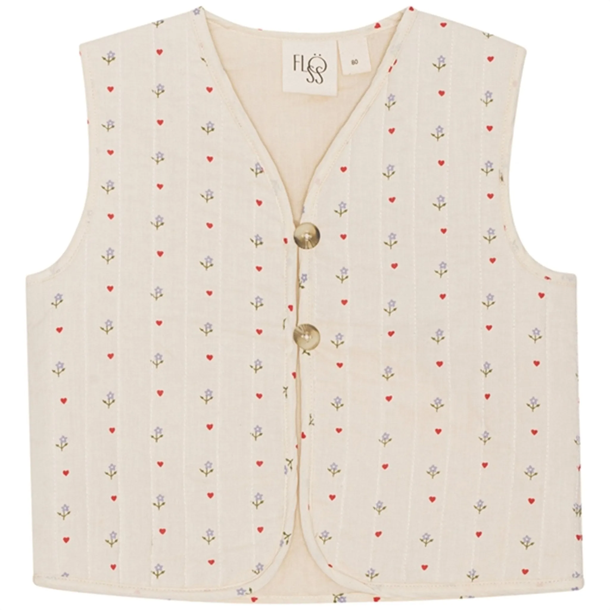 Flss Wilma Quiltet Vest Heart Print