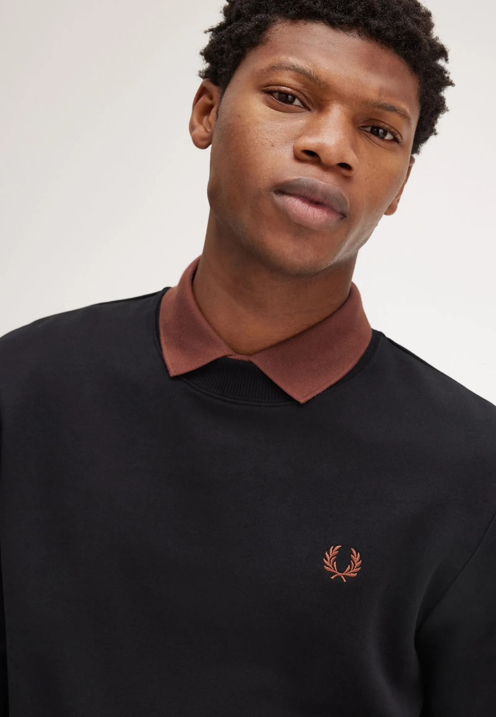 Fred Perry - Crew Neck Black/Whisky Brown - Sweater