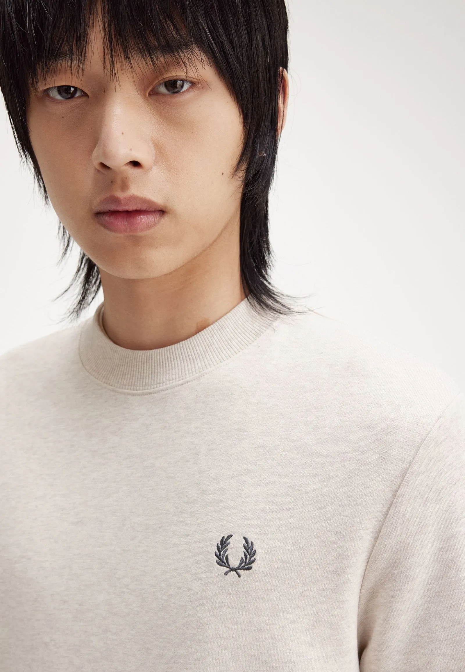 Fred Perry - Crew Neck Porridge Marl/Anchor Grey - Sweater