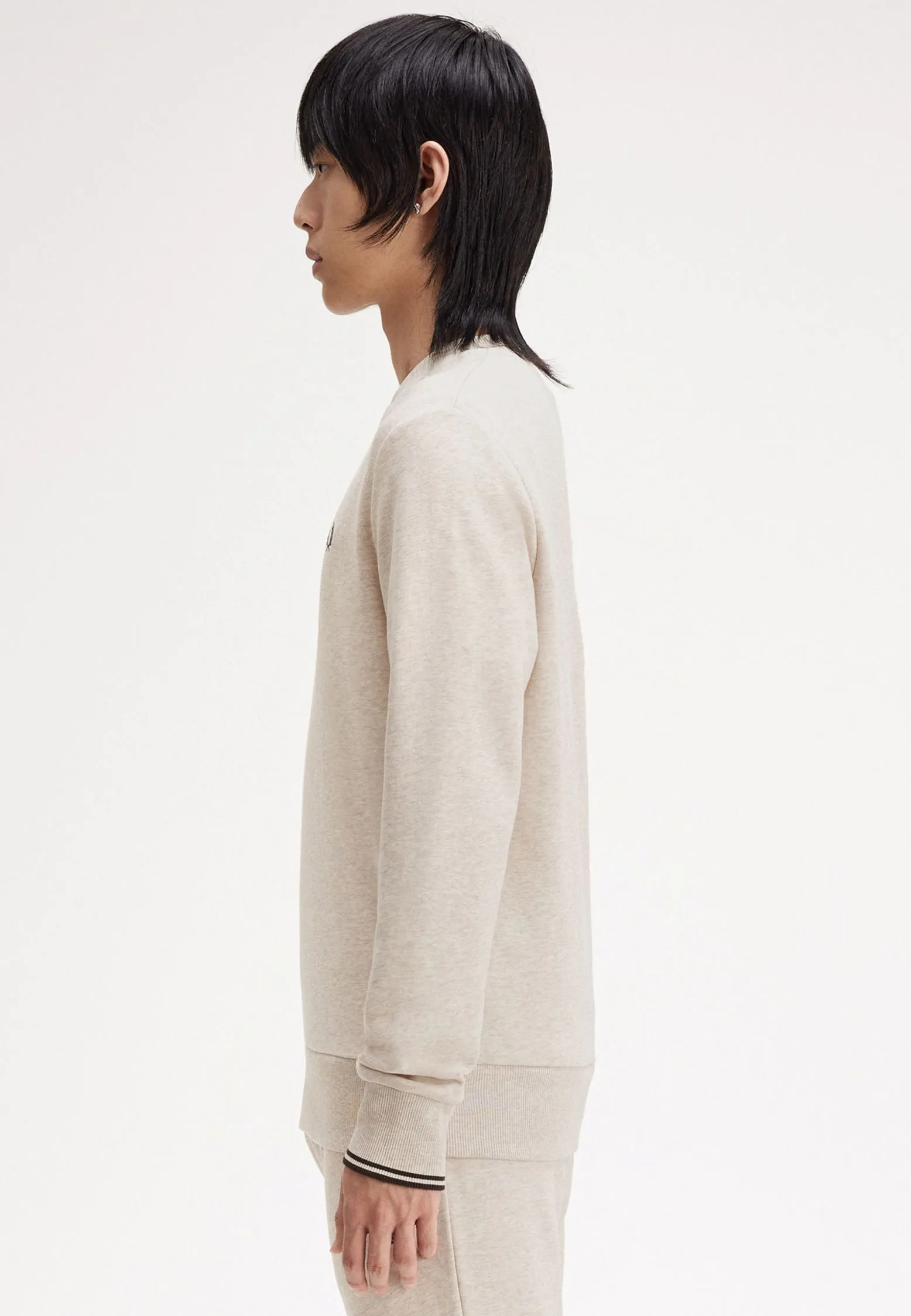 Fred Perry - Crew Neck Porridge Marl/Anchor Grey - Sweater