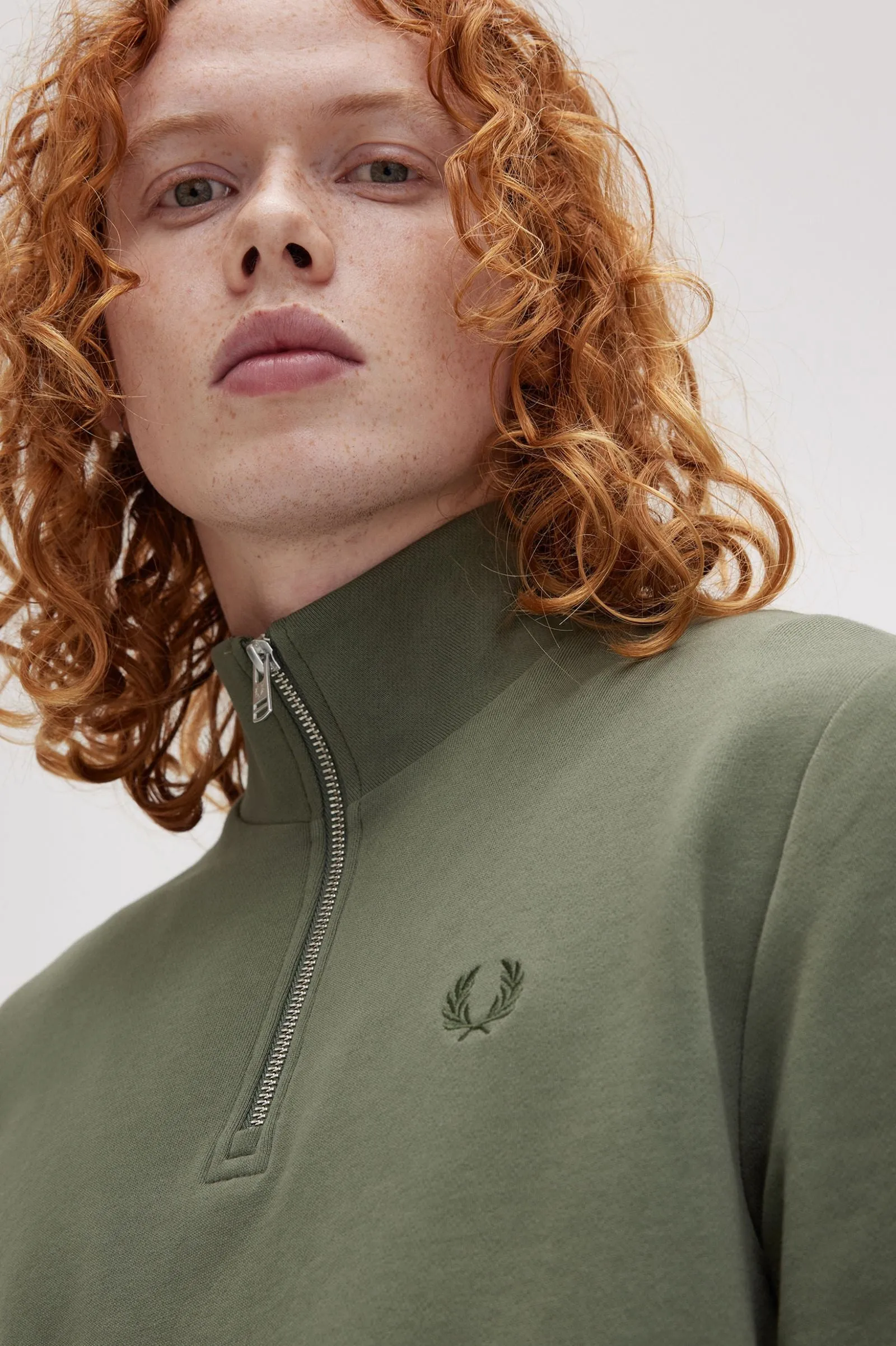 Fred Perry - Half Zip Laurel Wreath Green/Night Green - Sweater