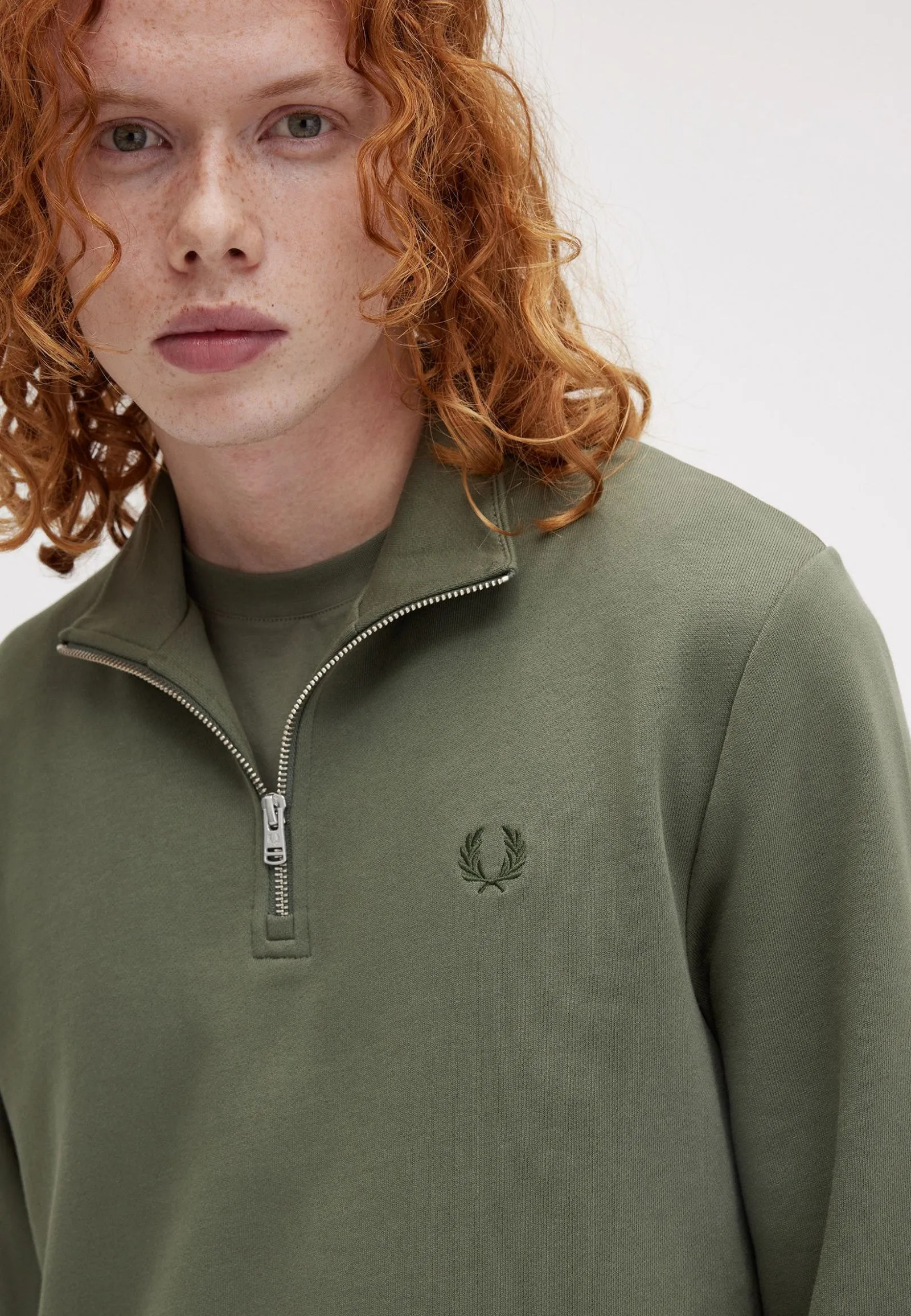 Fred Perry - Half Zip Laurel Wreath Green/Night Green - Sweater
