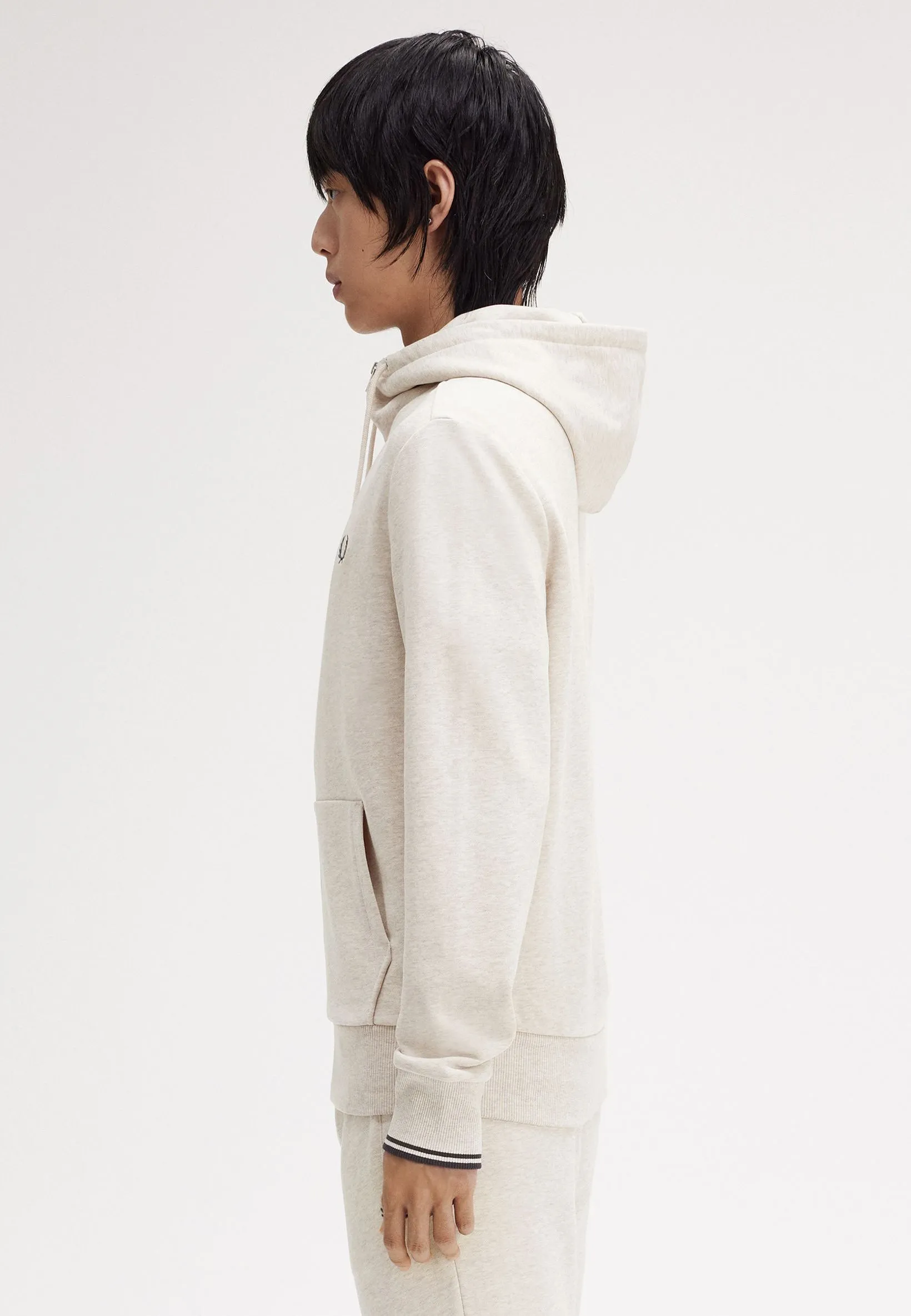 Fred Perry - Hooded Zip Through Porridge Marl/Anchor Grey - Zipper