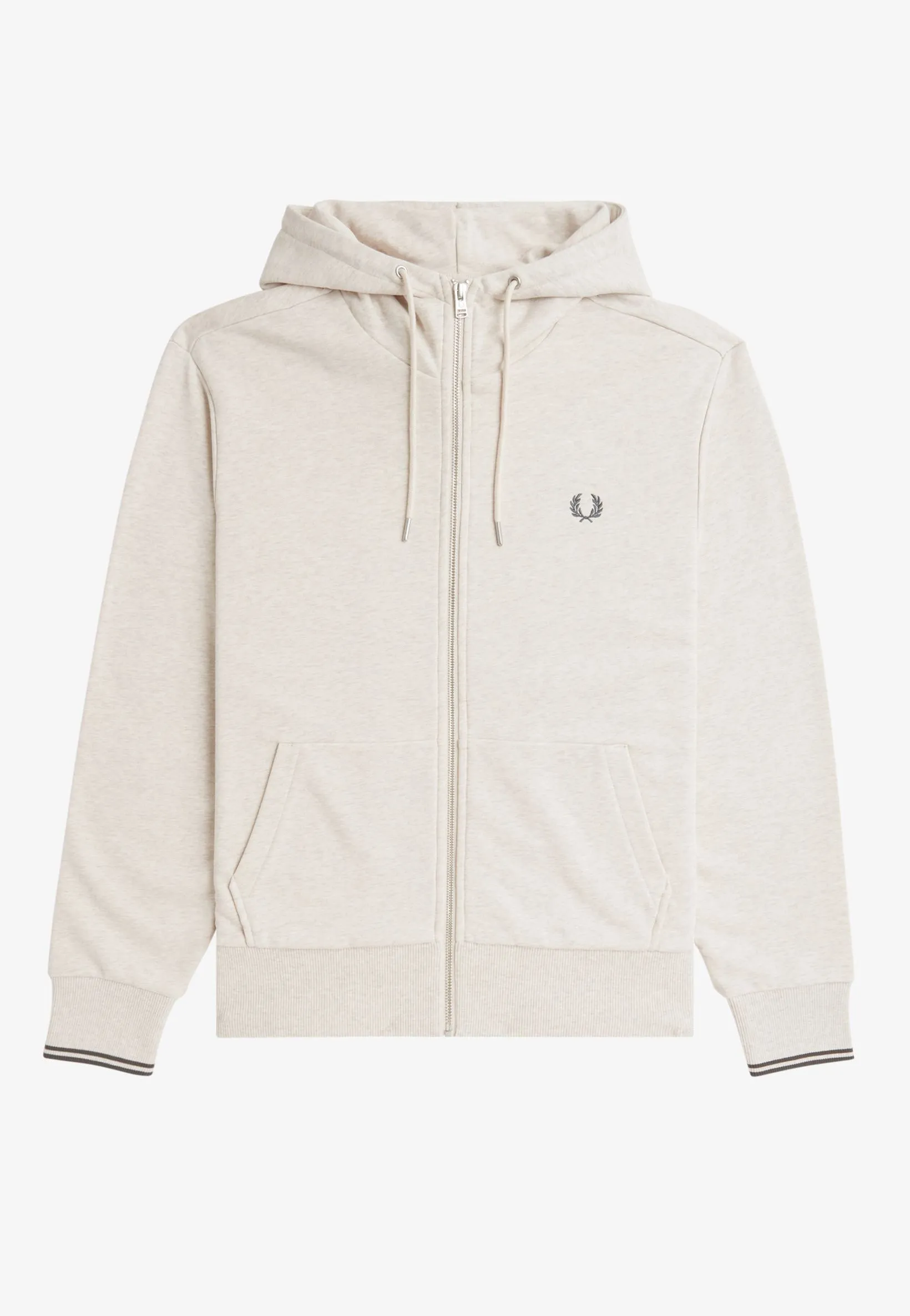 Fred Perry - Hooded Zip Through Porridge Marl/Anchor Grey - Zipper