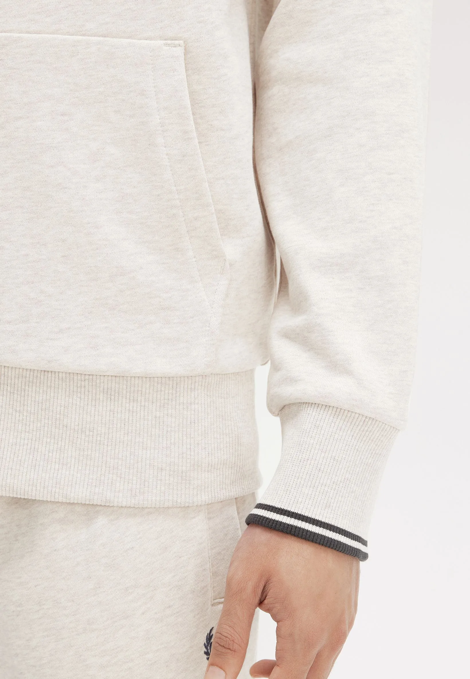 Fred Perry - Hooded Zip Through Porridge Marl/Anchor Grey - Zipper