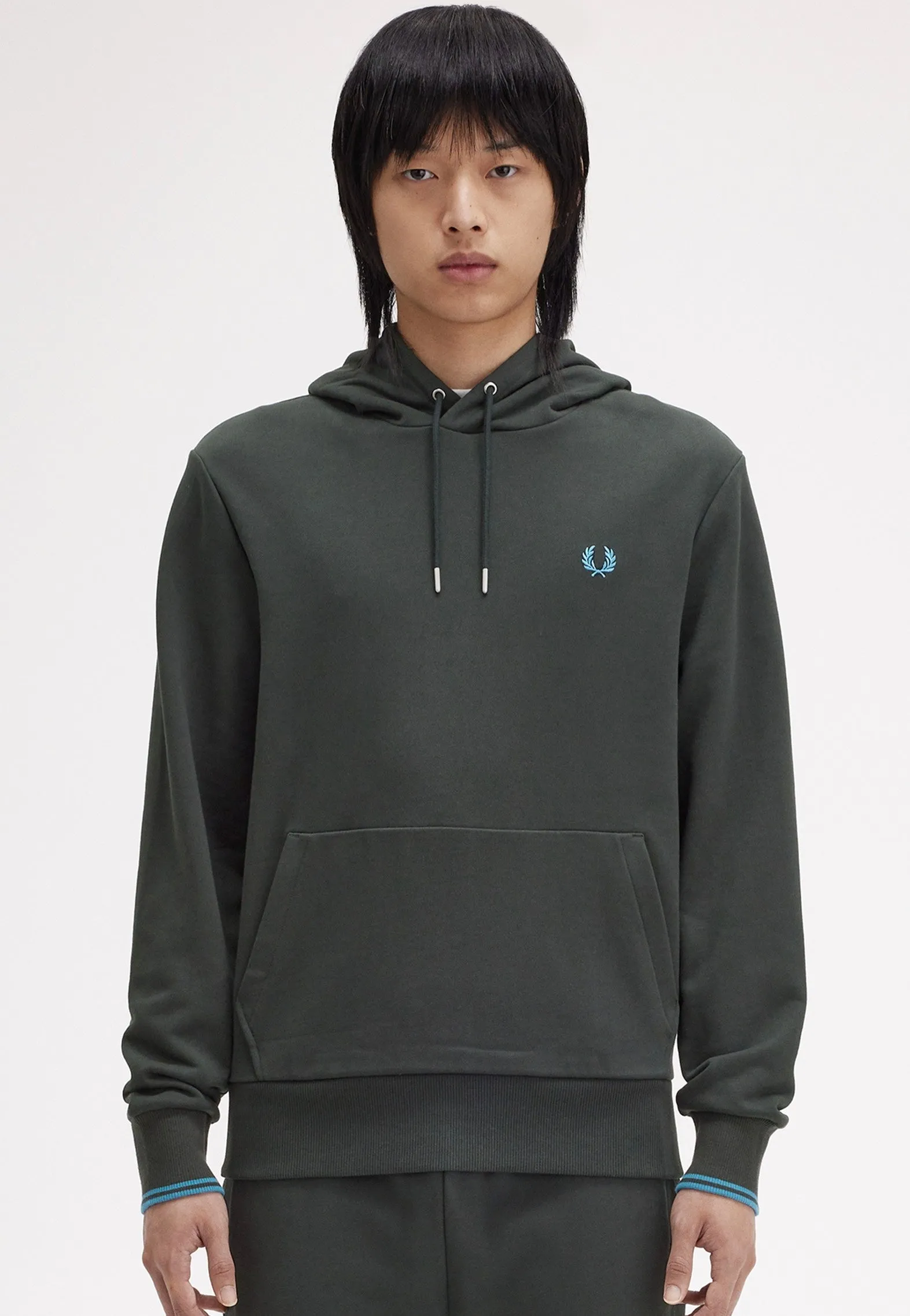 Fred Perry - Tipped Hooded Night Green/Runaway Bay Ocean - Hoodie