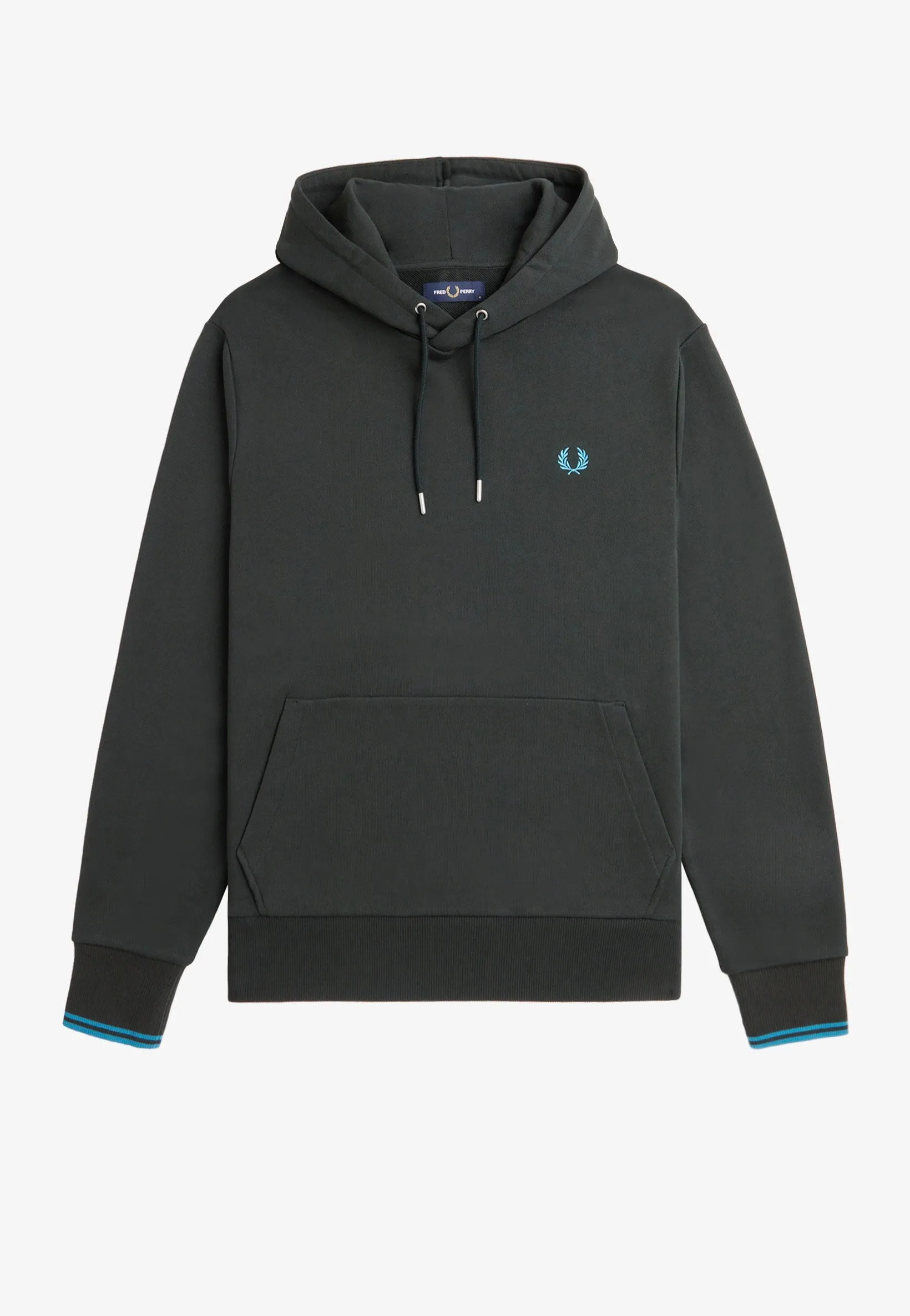 Fred Perry - Tipped Hooded Night Green/Runaway Bay Ocean - Hoodie