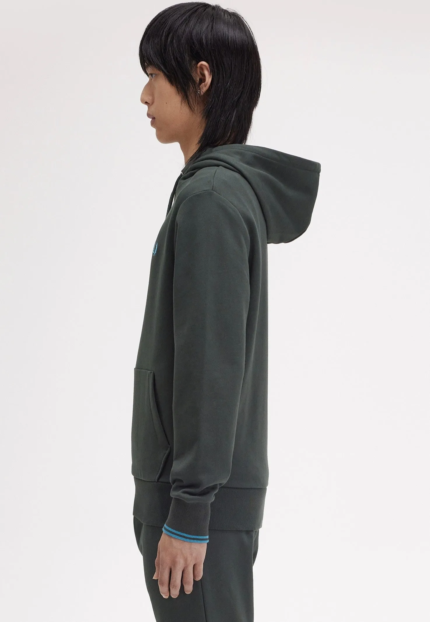 Fred Perry - Tipped Hooded Night Green/Runaway Bay Ocean - Hoodie