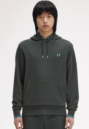 Fred Perry - Tipped Hooded Night Green/Runaway Bay Ocean - Hoodie