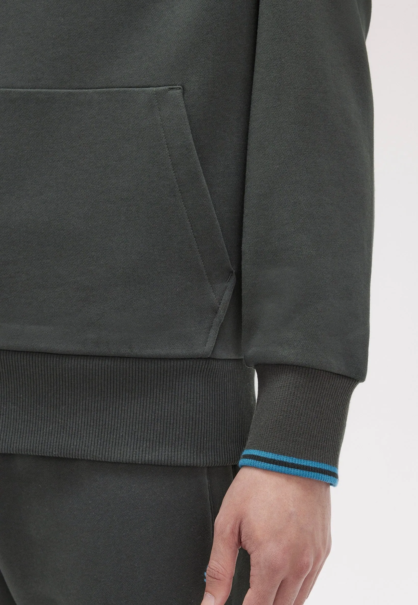 Fred Perry - Tipped Hooded Night Green/Runaway Bay Ocean - Hoodie
