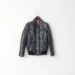 FRIEDA & FREDDIES Women 36 S Jacket Black Quilted Shiny Nylon Zip Up Top