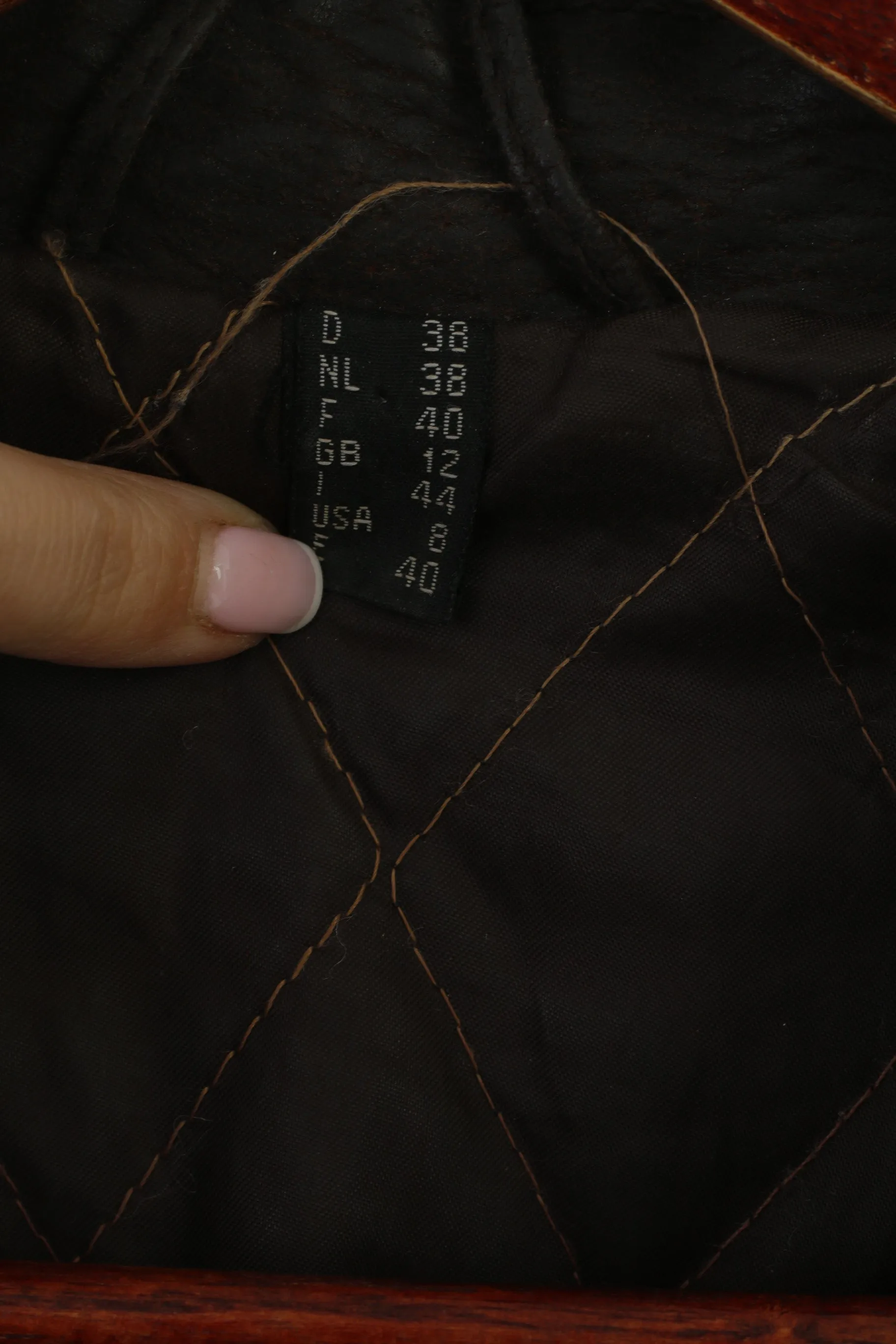 Front Line Women 38 12 M Leather Jacket Brown Vintage Shoulder Pads Retro Top