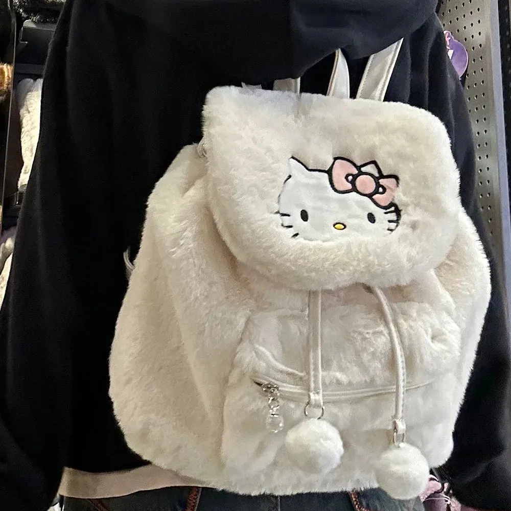 Fuzzy Kawaii Pompom Backpacks