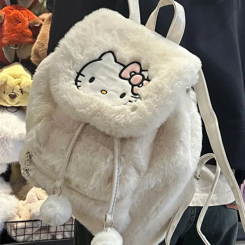 Fuzzy Kawaii Pompom Backpacks