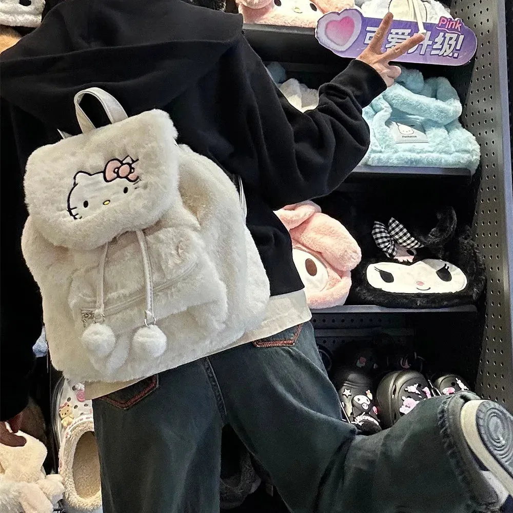 Fuzzy Kawaii Pompom Backpacks