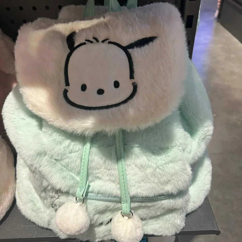 Fuzzy Kawaii Pompom Backpacks