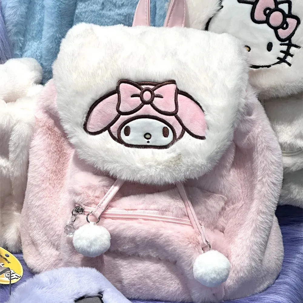 Fuzzy Kawaii Pompom Backpacks