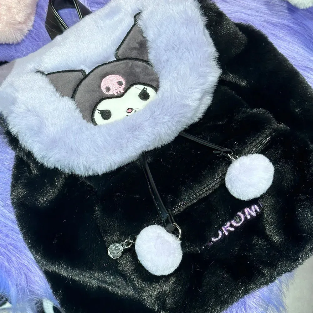 Fuzzy Kawaii Pompom Backpacks