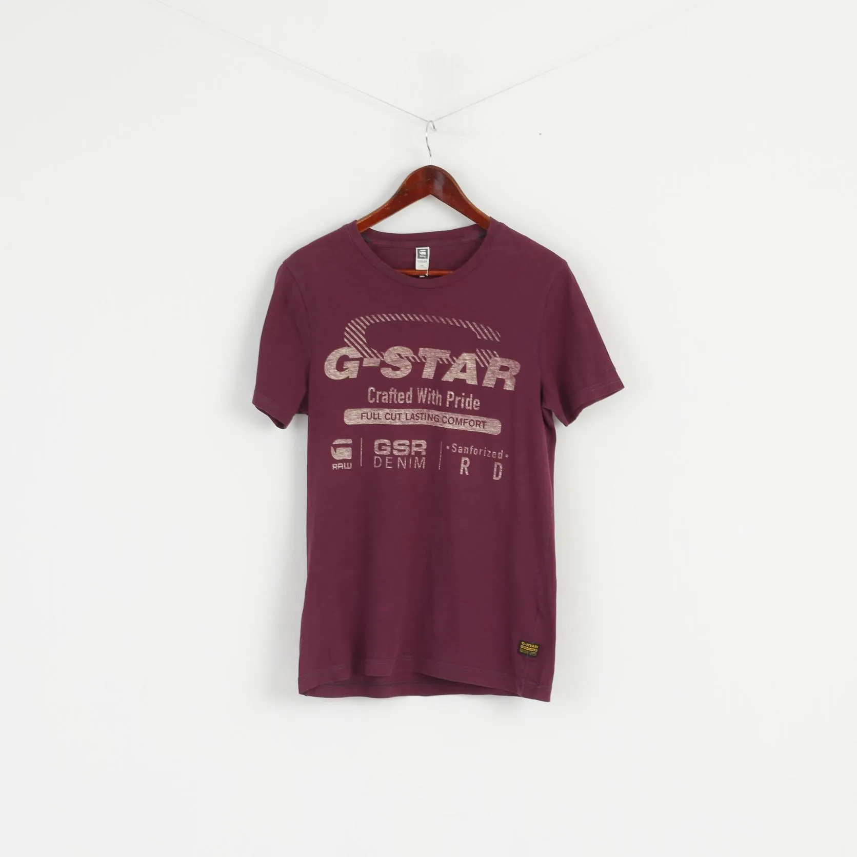 G-STAR RAW Men M (S) Shirt Plum Cotton Graphic 1989 Retrospective Range Top