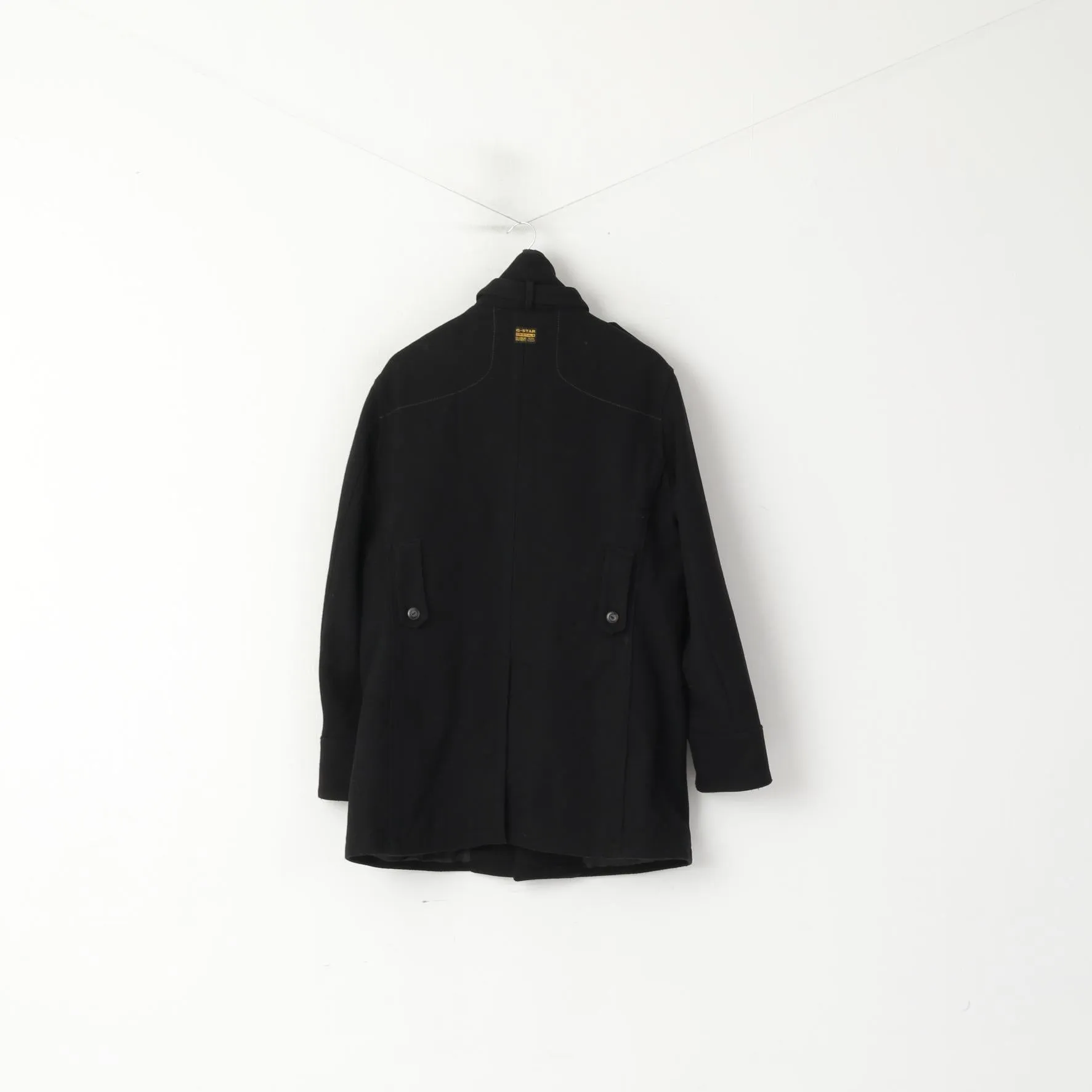G-Star Raw Men XL (L) Coat Black Wool Nylon Casual Buttoned Decoy Garber Trench Top