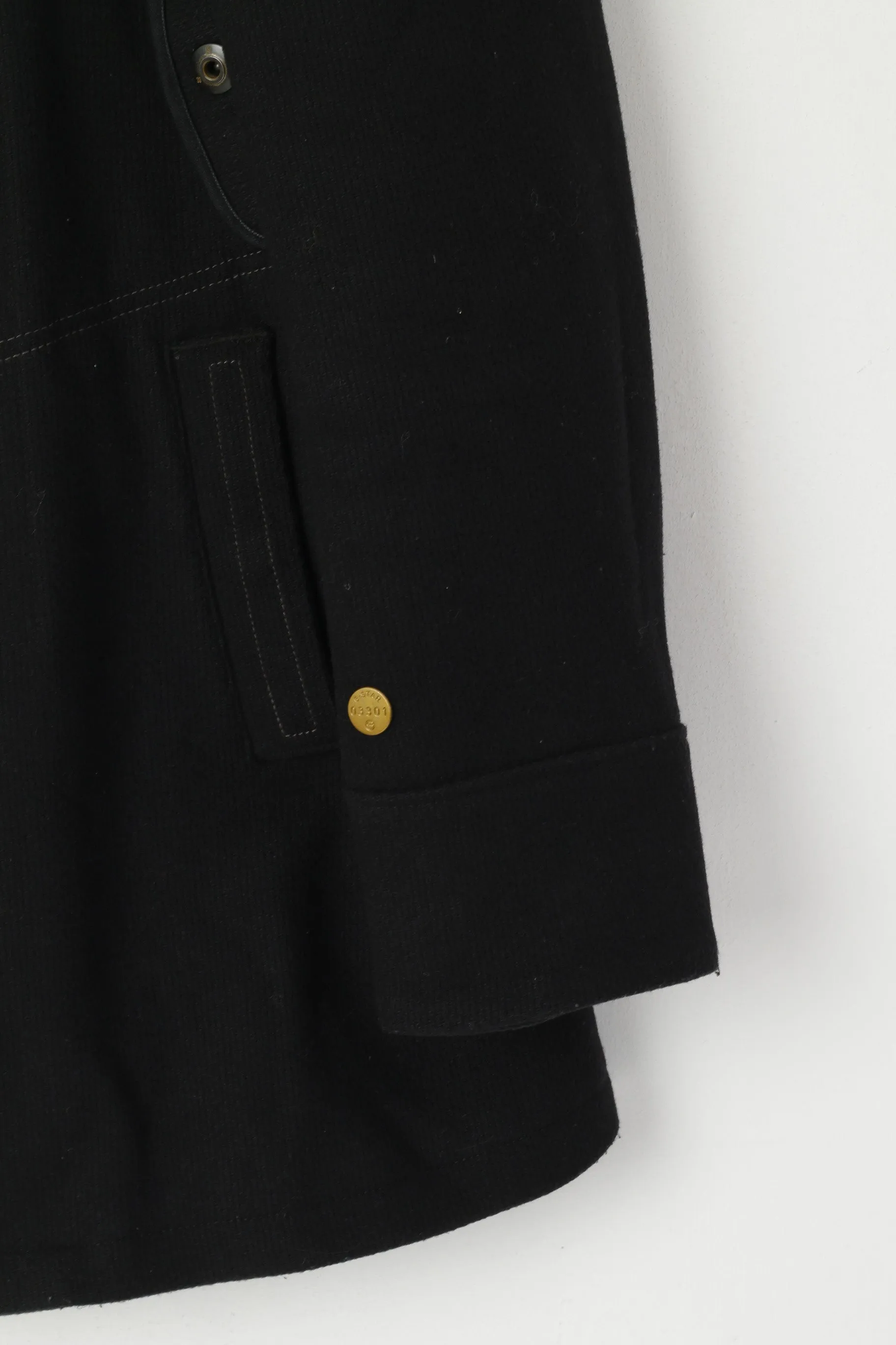 G-Star Raw Men XL (L) Coat Black Wool Nylon Casual Buttoned Decoy Garber Trench Top