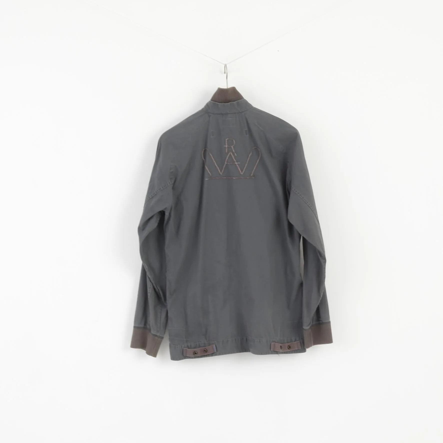 G-STAR Raw Men XXL (L) Jacket Grey Cotton Full Zipper Emroidered Casual Top