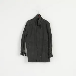 G-STAR RAW Women L (M) Jacket Grey Cotton New Garber Check Trench Snaps Classic Coat