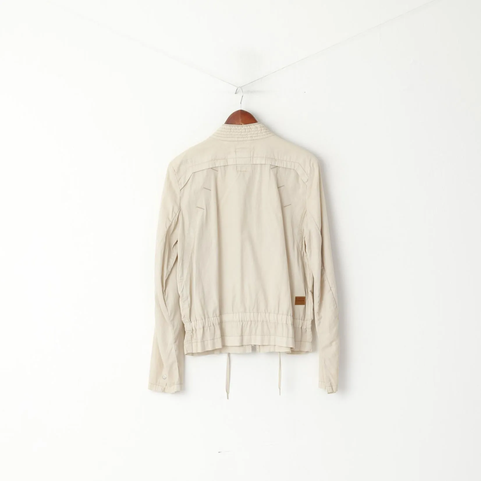 G-Star Raw Women XL (L) Jacket Beige Cotton Lightweight Zip Up East Rovic Top