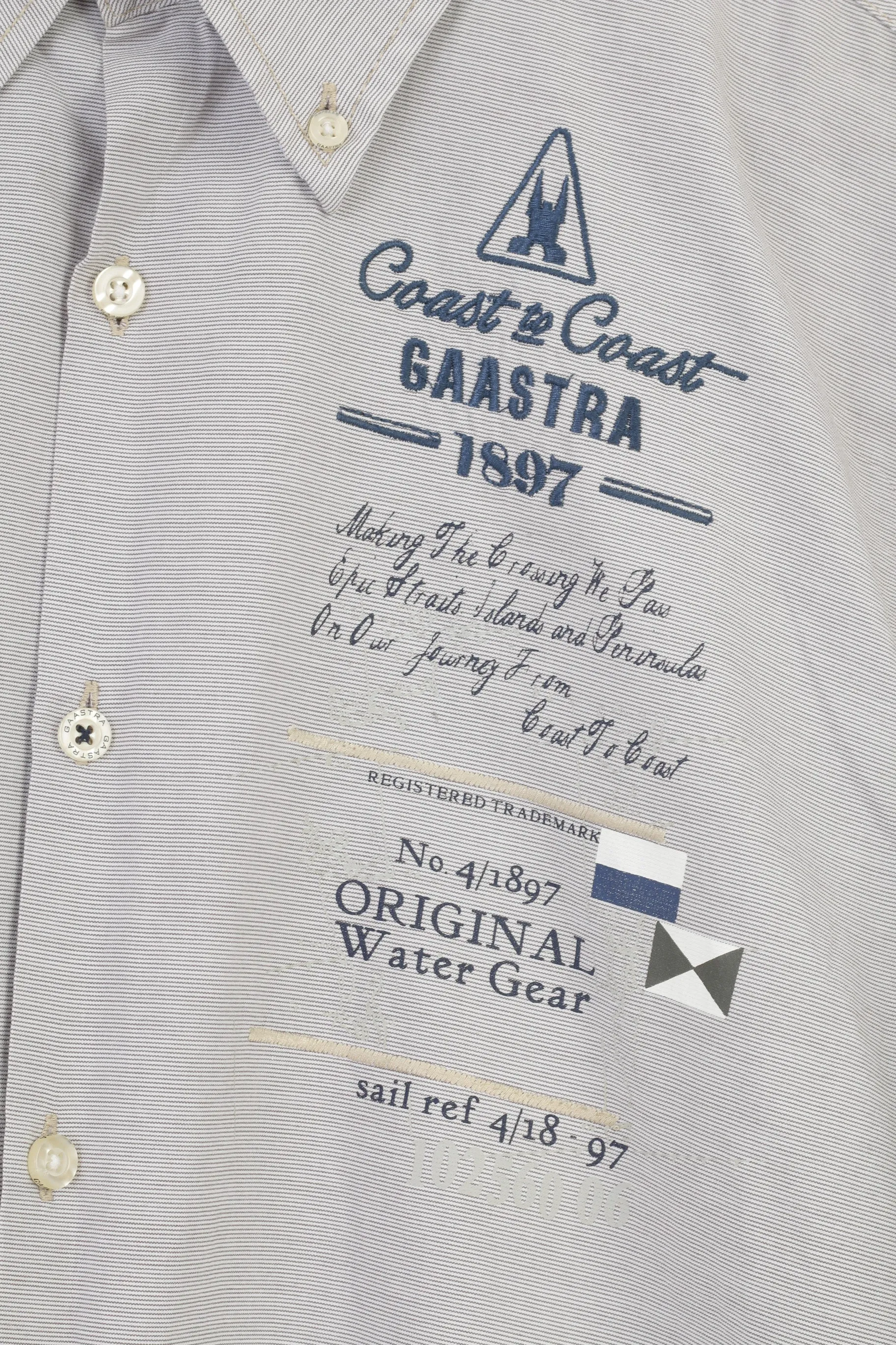Gaastra Men L Casual Shirt Long Sleeve Striped Buttons Collar Cotton White Classic Top