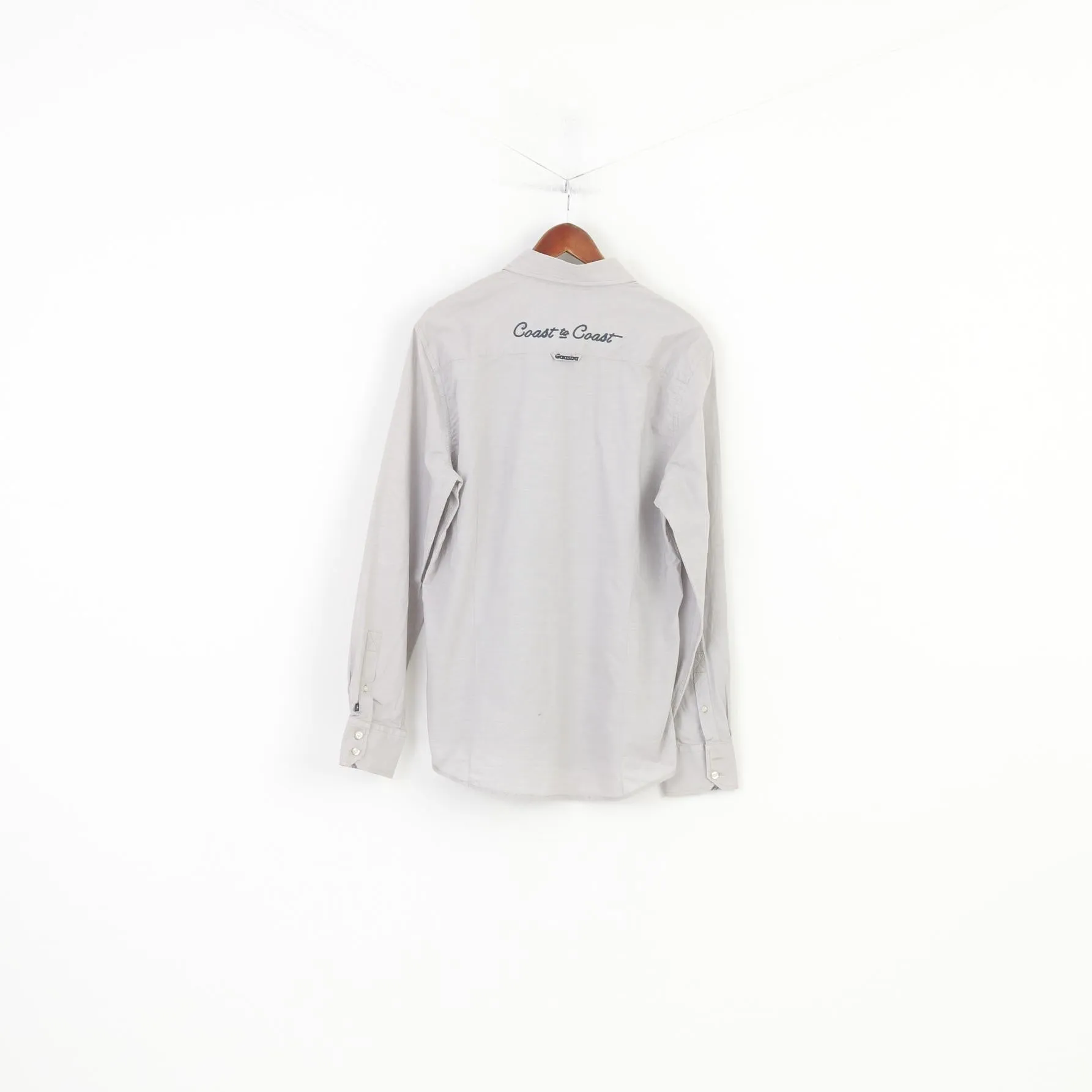 Gaastra Men L Casual Shirt Long Sleeve Striped Buttons Collar Cotton White Classic Top