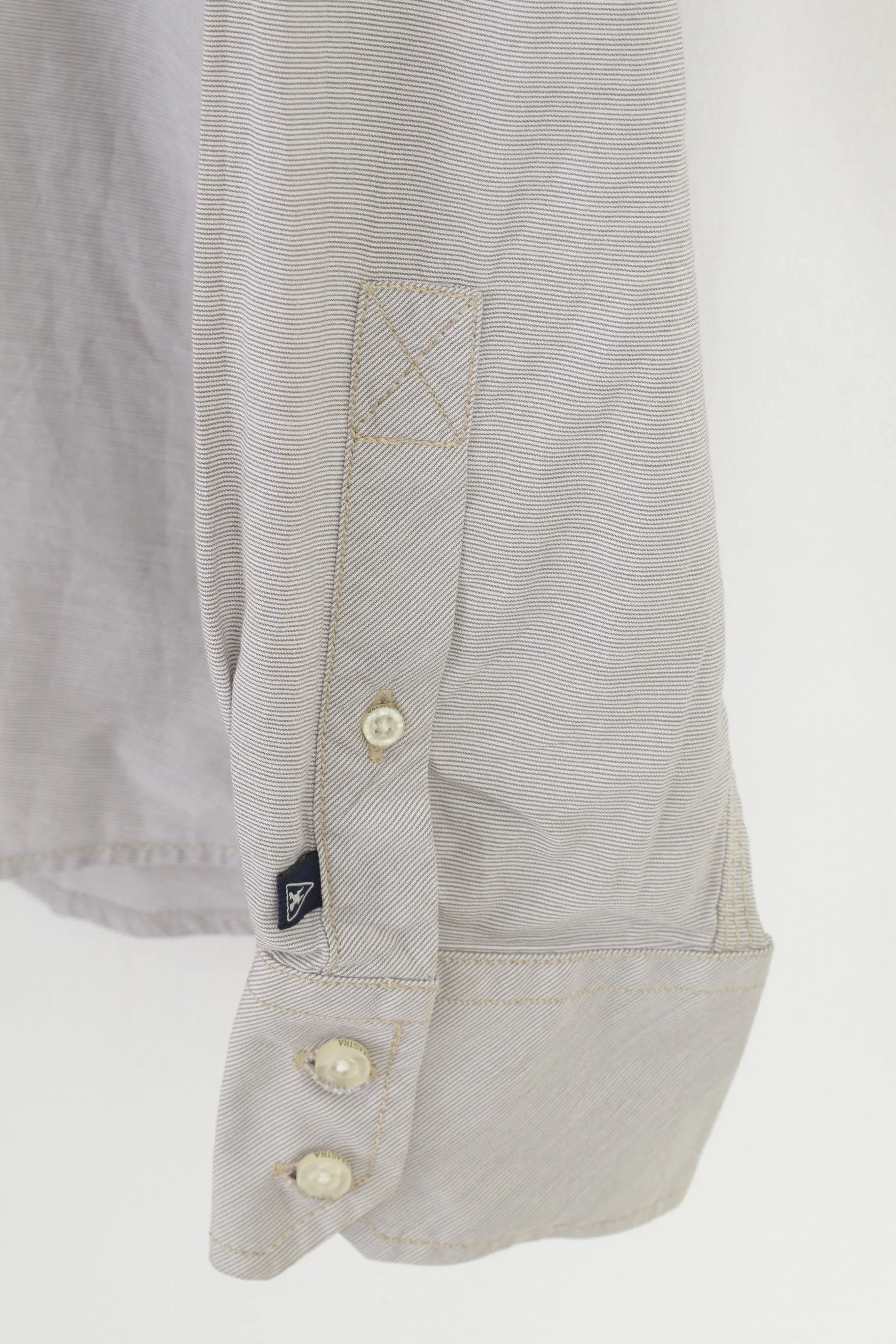 Gaastra Men L Casual Shirt Long Sleeve Striped Buttons Collar Cotton White Classic Top