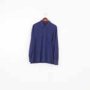 Gabicci Men XL Casual Shirt Navy Cotton Long Sleeve Classic Collar Elegant Top