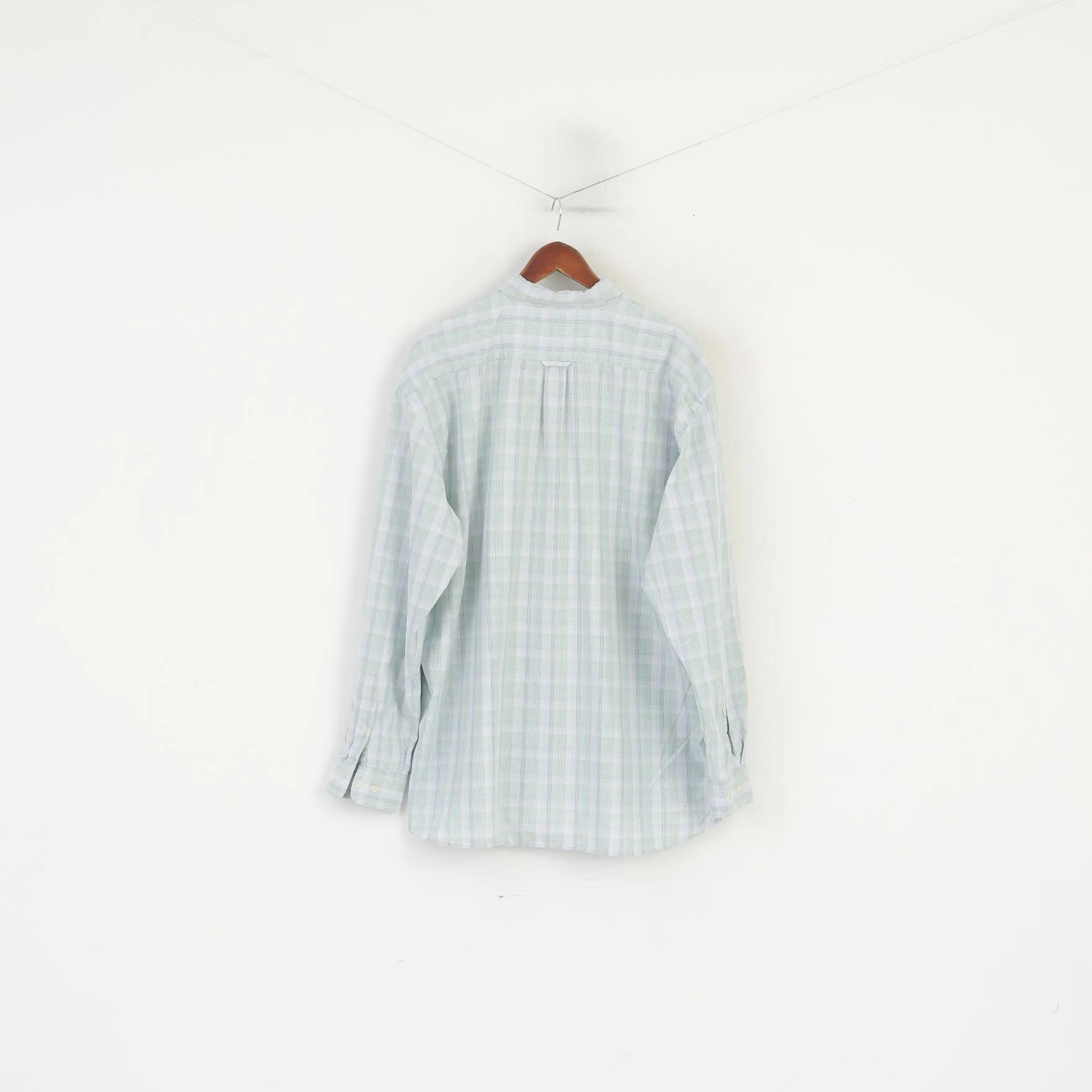Gant Men 2XL Casual Shirt Green Blue Check Egyptian Cotton Regular Long Sleeve Top