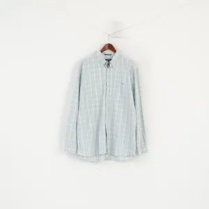 Gant Men 2XL Casual Shirt Green Blue Check Egyptian Cotton Regular Long Sleeve Top
