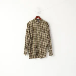 GANT Men L Casual Shirt Green Check Cotton Cape Cod Twill E-Z FIT Long Sleeve Top