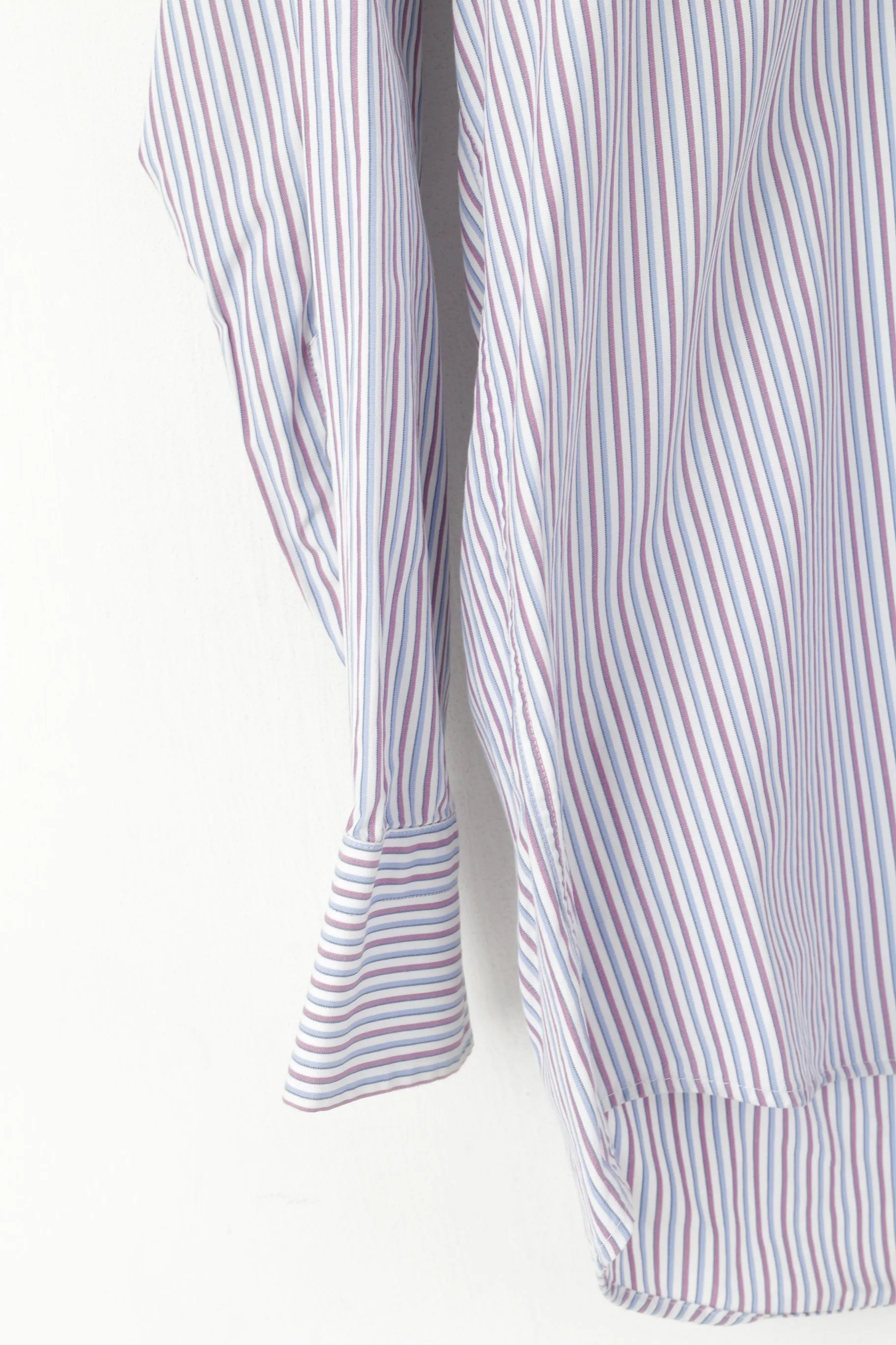 Gant Men M Casual Shirt White Blue Striped Cotton Key West Poplin Long Sleeve Top