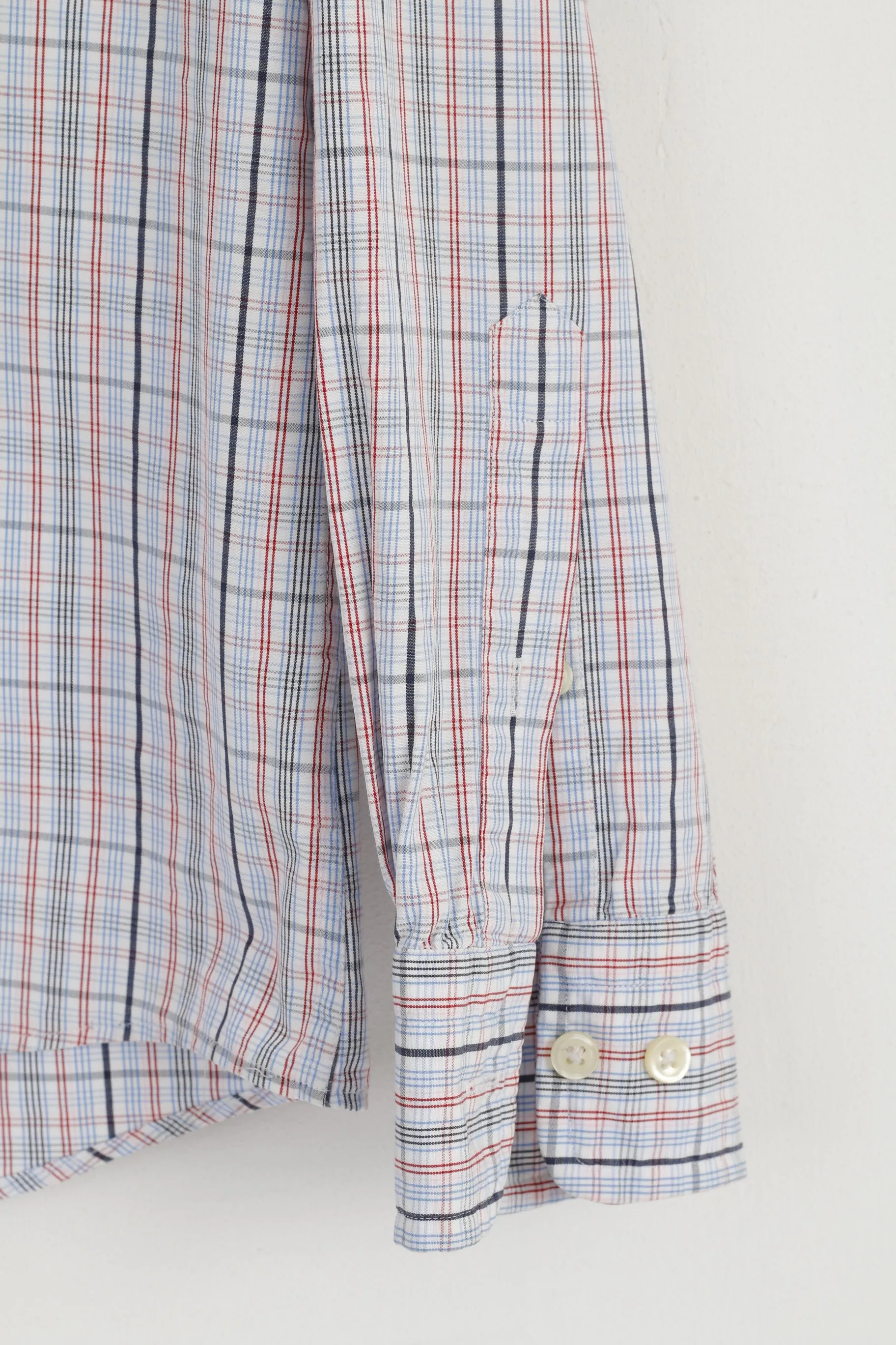 Gant Men M Casual Shirt White Check Newport Poplin Regular Fit Cotton Long Sleeve Top