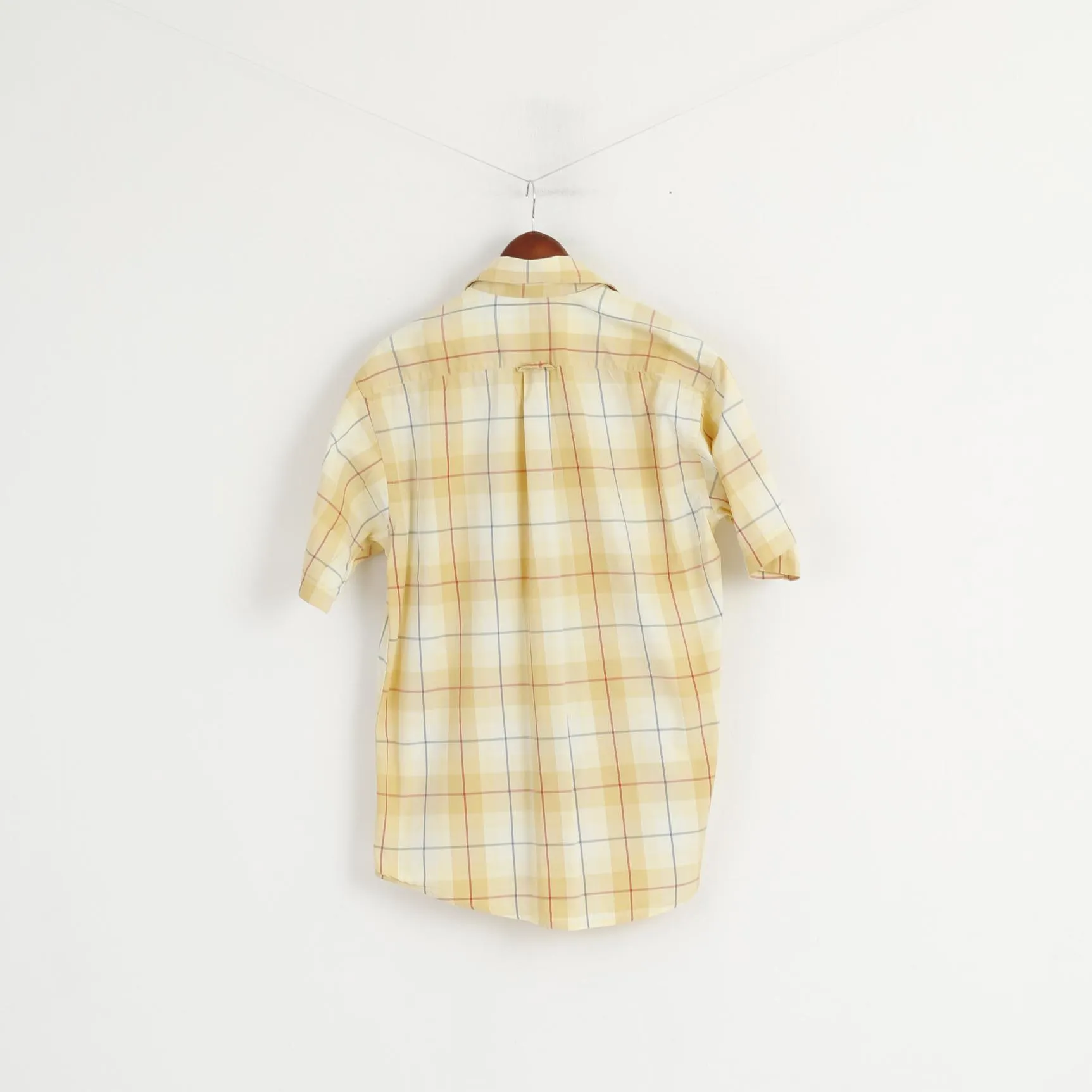 Gant Men M Casual Shirt Yellow Hampton '50 Twill Sport Fit Checkered Cotton Top